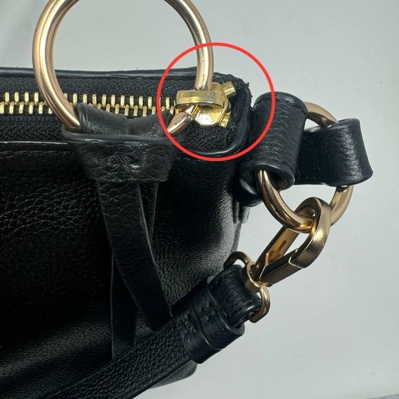 💯 Authentic SEE BY CHLOÉ Small Black  Lesther Joan Leather Two Way Bag - Picture 10 of 10